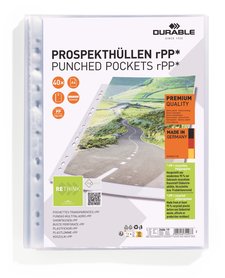 Durable 2686 19 Kieszeń krystaliczna Premium rPP 80μ obwoluta A4 40 szt