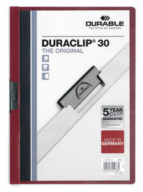 Durable 2200 31 Skoroszyt zaciskowy DURACLIP do 30 kartek ciemno czerwony