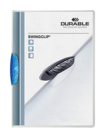 Durable 2260 06 Skoroszyt zaciskowy z klipsem odchylanym SWINGCLIP 30 niebieski DO WYCZERPANIA ZAPASÓW