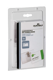 Durable 8610 19 Identyfikatory 54x90mm 5 szt. z folii PCV z zapieciem kombiklip
