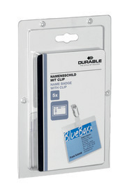 Durable 8612 19 Identyfikatory 60x90mm op. 5 szt. przezroczyste z klipem metalowym