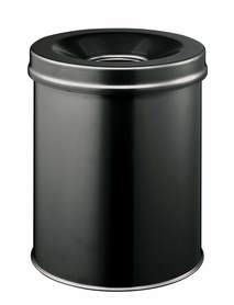 Durable 3305 01 Kosz na śmiecie metalowy 15 lit. pokrywa gasząca ogień-czarny