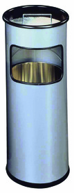Durable 3330 23 Kosz na śmiecie okrągły metalowy z popielnicą 17+2 l. srebrny