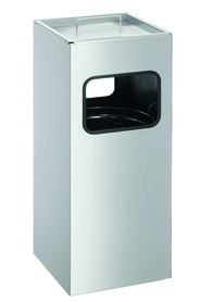 Durable 3331 23 Kosz na śmiecie kwadratowy metalowy z popielnicą 17+2 l. srebrny