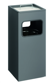 Durable 3331 58 Kosz na śmiecie kwadratowy metalowy z popielnicą 17+2 l. antracy