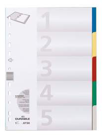 Durable 6730 27 Przekładki z tworzywa indeksy 5 częściowe wielokolorowe