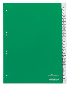 Durable 6201 05 Przekładki z tworzywa, indeksy z nadrukiem A-Z zielone