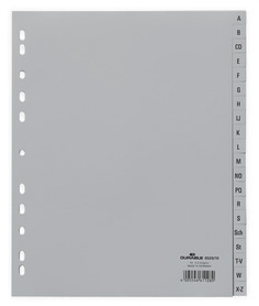 Durable 6520 10 Przekładki z tworzywa alfabetyczne indeksy A-Z tłoczone szare A4 XL