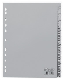 Durable 6523 10 Przekładki z tworzywa z nadrukiem indeksy 1-31 tłoczone szare