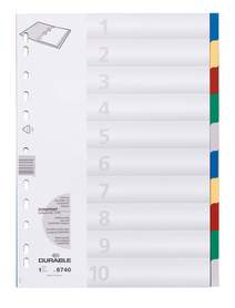 Durable 6740 27 Przekładki z tworzywa indeksy 10 częściowe wielokolorowe