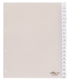 Durable 6833 19 Przekładki PP A4+ XL przezroczyste z nadrukiem 1-20