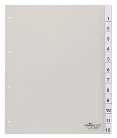 Durable 6835 19 Przekładki PP A4+ XL przezroczyste z nadrukiem 1-12