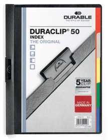 Durable 2234 01 Skoroszyt zaciskowy DURACLIP do 50 kartek z przekładkami czarny 