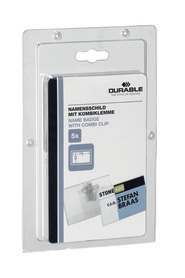 Durable 8694 19 Identyfikatory 40x75mm 5 szt. z folii PCV z zapięciem kombiklip