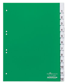 Durable 6210 05 Przekładki z tworzywa indeksy z nadrukiem 1-12 zielone
