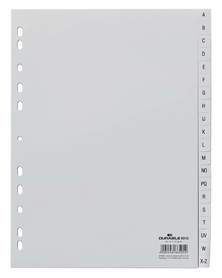 Durable 6513 10 Przekładki z tworzywa alfabetyczne indeksy A-Z tłoczone szare A4