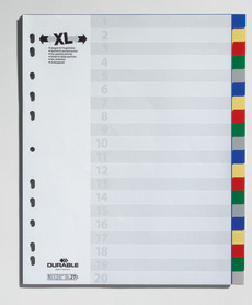 Durable 6759 27 Przekładki PP A4+ XL kolorowe bez nadruku 20 szt.