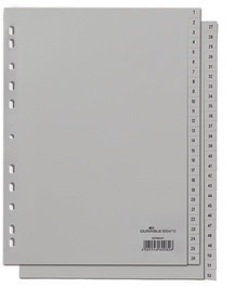 Durable 6504 10 Przekładki z tworzywa z nadrukiem indeksy 1-52 tłoczone szare