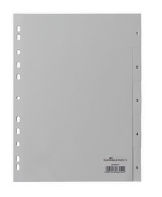 Durable 6505 10 Przekładki z tworzywa z nadrukiem indeksy 1-5 tłoczone szare