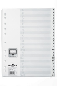 Durable 6164 02 Przekładki z tworzywa alfabetyczne indeksy A-Z tłoczone białe A4