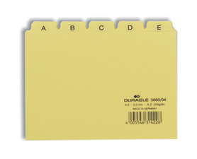 Durable 3660 04 Przekładki A6 25 szt. 5/5 do kartoteki kolor żółty