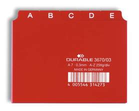 Durable 3670 03 Przekładki A7 25 szt. 5/5 do kartoteki kolor czerwony
