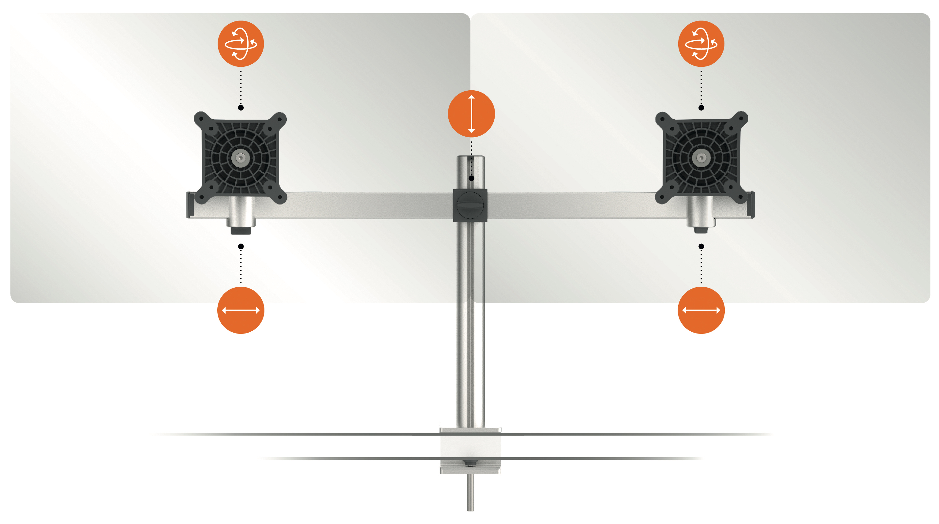 Uchwyty na 2 monitory Durable